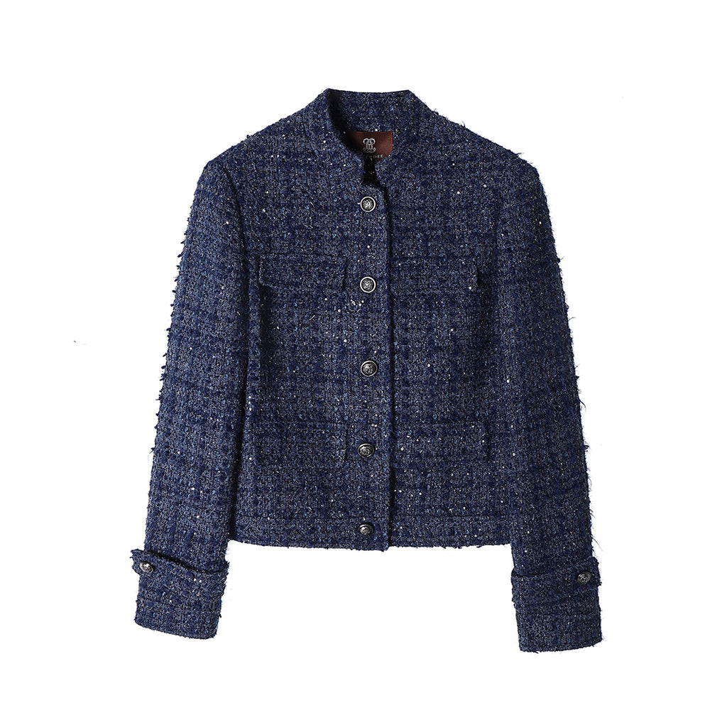Veste Femme RH Mears En Tweed Bleu - Taille 12 (36) - Occasion En Bon état