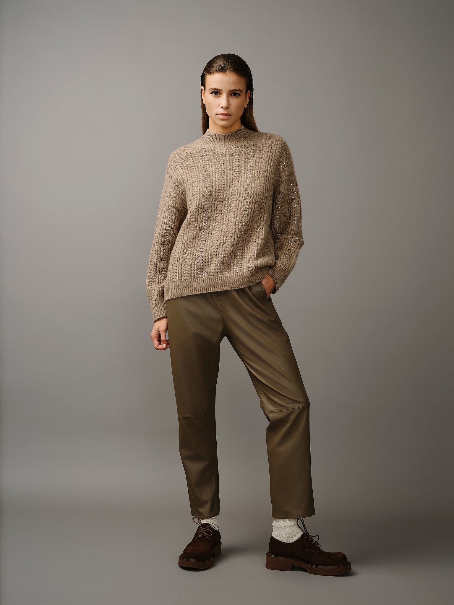 Pull en maille torsadée