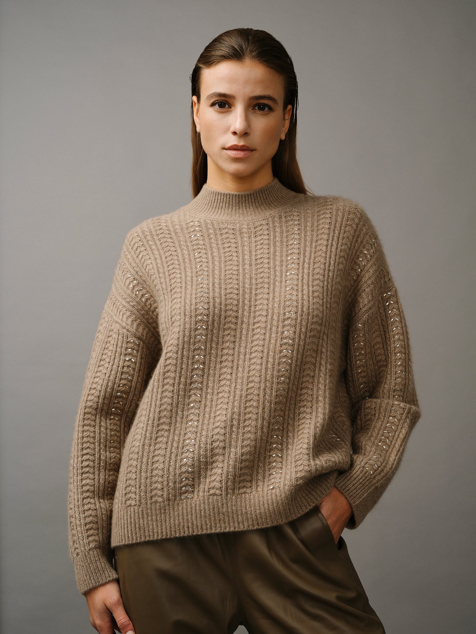 Pull en maille torsadée