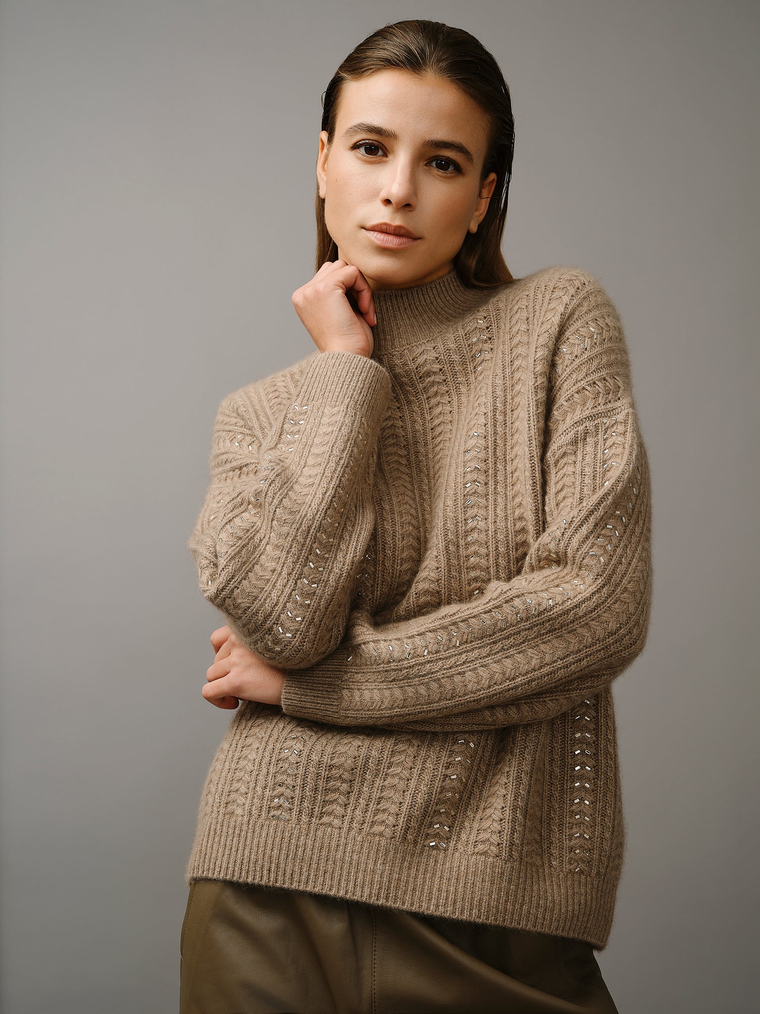 Pull en maille torsadée